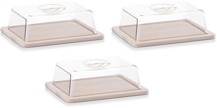 Vershouddoos - 3x - met deksel - 25 x 20 cm - rechthoekig - Kaas opbergdoos - serveerplank