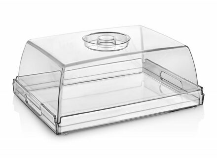 Vershouddoos voor taart/cake - transparant - kunststof -?27 x 10?cm - stolp / dienblad