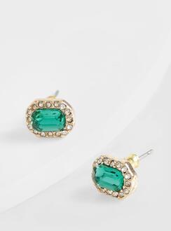 Versierde Emerald Cut Oorbellen, Emerald - ONE SIZE