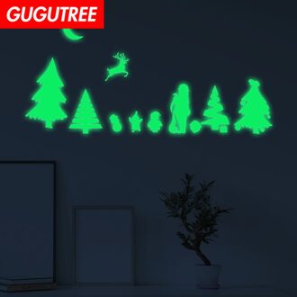 Versieren Diy Glow kerstbomen cartoon art wall sticker decoratie Decals muurschildering Verwijderbare Decor Behang LF-2154