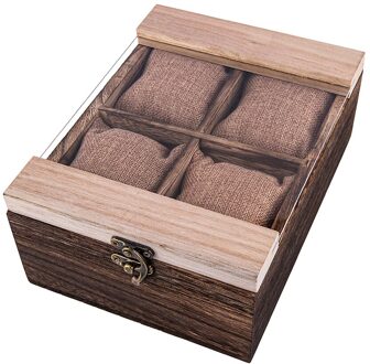 Versieren Hout Horloge Display Box 4 Slot 8 Slots Pu Leather Vitrine Dozen Horloge Sieraden Organizer 6 Slot madera zonder logo 4 slots