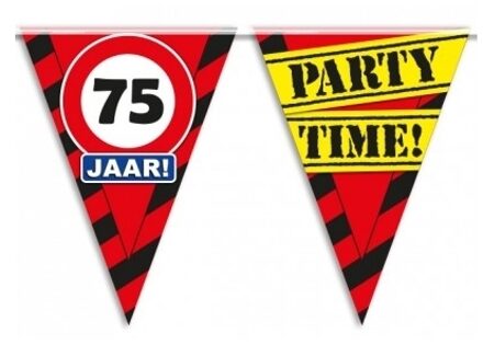 Versiering 75 jaar slingers 10 meter - Vlaggenlijnen Multikleur