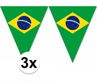 Versiering Brazilie vlaggenlijn - 3x - 500 cm - landen - plastic - versiering