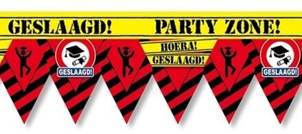 Versiering/decoratie geslaagd afzetlint vlaggetjes 12 meter - Markeerlinten Multikleur