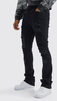 Versleten Gescheurde Stacked Skinny Jeans, True Black - 30R