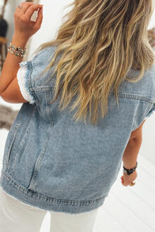 Versleten Zoom Denimpet - maat M Lichtgrijs