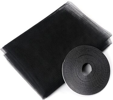 Versleutelde Mosquito Screen Met Klittenband Insect Venster Scherm Zelfklevende Mosquito-Proof Net Thuis Protector Zomer Accessoires zwart / 1.5X2m