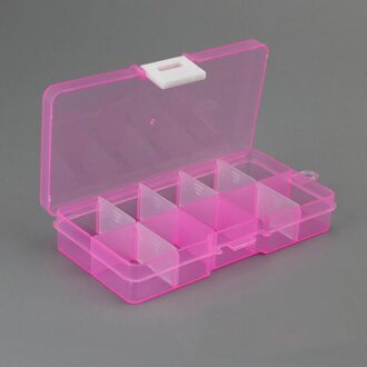 Verstelbare 10 Grids Compartiment Plastic Opbergdoos Sieraden Kraal Oorbel Schroef Houder Case Display Organizer Speelgoed Container roze