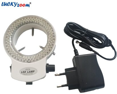 Verstelbare 144 Led Microscoop Licht Zwart/Wit Backlight Voor Microscoop Ring Lamp Voor Industrie Stereo Microscopio Eu/Us/Ru Plug wit(EU plug)