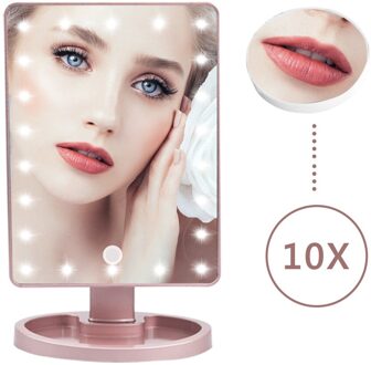 Verstelbare 1X 10X Vergrootglas Led Licht Make-Up Spiegel Touch Screen Desktop Aanrecht Heldere Usb-kabel Batterij Gebruik Schoonheid Spiegel 22 LED paars