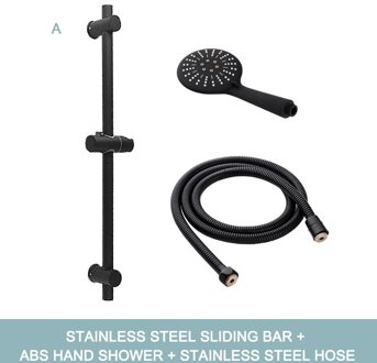 Verstelbare 3 Functie Matte Black Douchekop Slide Bar Met Handdouche En 1.5M Slang Wandmontage Douche sliding Bar Set A Whole reeks