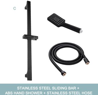 Verstelbare 3 Functie Matte Black Douchekop Slide Bar Met Handdouche En 1.5M Slang Wandmontage Douche sliding Bar Set C Whole reeks