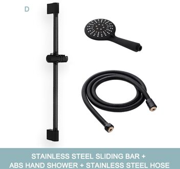 Verstelbare 3 Functie Matte Black Douchekop Slide Bar Met Handdouche En 1.5M Slang Wandmontage Douche sliding Bar Set D Whole reeks