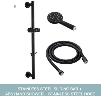 Verstelbare 3 Functie Matte Black Douchekop Slide Bar Met Handdouche En 1.5M Slang Wandmontage Douche sliding Bar Set E Whole reeks
