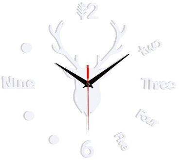 Verstelbare 3D Moderne Diy Wandklok Spiegel Stickers Home Decor Decoratie Mute Elanden Wandklok 3D Diy Wandklok 3D stickers zilver / L