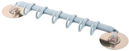 Verstelbare 6 Haken Dubbele Zuignap Handdoek Hanger Rack Opknoping Planken Houders Slot Type Sucker Badkamer Haak Organisator lucht blauw