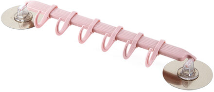 Verstelbare 6 Haken Dubbele Zuignap Handdoek Hanger Rack Opknoping Planken Houders Slot Type Sucker Badkamer Haak Organisator Roze