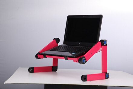 Verstelbare Aluminium Laptop Bureau Ergonomische Draagbare Lapdesk Lade Pc Tafel Stand Notebook Tafel Desk Stand Met Muismat Rood
