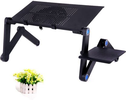 Verstelbare Aluminium Laptop Bureau Ergonomische Draagbare Lapdesk Lade Pc Tafel Stand Notebook Tafel Desk Stand Met Muismat zwart