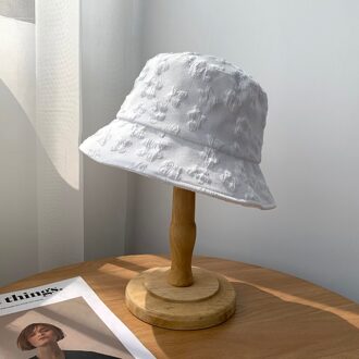 Verstelbare Bloem Emmer Hoed Vrouwen Effen Kleur Katoen Brede Rand Zonnehoed Toevallige Outdoor Modellering Decoratieve Hoed Twee Kleur wit