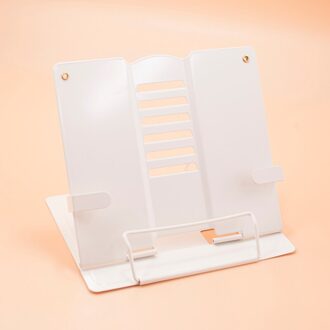 Verstelbare Draagbare Metalen Verstelbare Leesboek Houder Ondersteuning Document Plank Bookstand Tablet Muziek Score Recept Stand wit