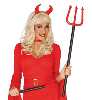 Verstelbare duivelsvork / drietand 110 cm Rood