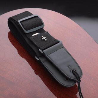 Verstelbare Elektrische Gitaar Band Met Plectrums Houders Pu Lederen Uiteinden Akoestische Gitaar Bas Schouder Riem Accessoires zwart