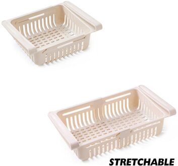 Verstelbare En Rekbaar Koelkast Organizer Lade Mand Koelkast Opslag Bin Keuken Rack Opslag Houder Voor Voedsel Diversen B4 20.5x16.4x7.6cm