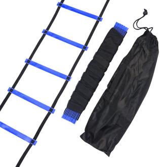 Verstelbare Footwork Voetbal Fitness Speed Rungs Agility Ladder Trainingsapparatuur Kit Met Weerstand Parachute Disc 6M12 Rung-blauw