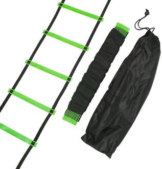 Verstelbare Footwork Voetbal Fitness Speed Rungs Agility Ladder Trainingsapparatuur Kit Met Weerstand Parachute Disc 6M12 Rung-groen