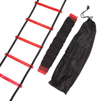 Verstelbare Footwork Voetbal Fitness Speed Rungs Agility Ladder Trainingsapparatuur Kit Met Weerstand Parachute Disc 6M12 Rung-rood