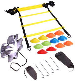 Verstelbare Footwork Voetbal Fitness Speed Rungs Agility Ladder Trainingsapparatuur Kit Met Weerstand Parachute Disc kleurrijk