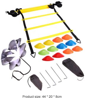Verstelbare Footwork Voetbal Fitness Speed Rungs Agility Ladder Trainingsapparatuur Kit Met Weerstand Parachute Disc kleurrijk