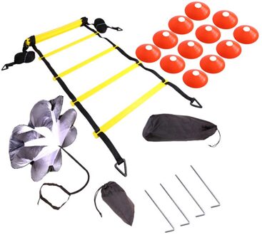 Verstelbare Footwork Voetbal Fitness Speed Rungs Agility Ladder Trainingsapparatuur Kit Met Weerstand Parachute Disc Oranje