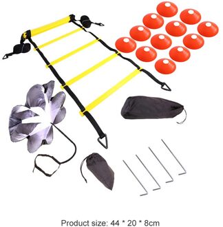 Verstelbare Footwork Voetbal Fitness Speed Rungs Agility Ladder Trainingsapparatuur Kit Met Weerstand Parachute Disc oranje