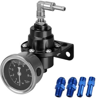 Verstelbare Fuel Pressure Regulator Auto-accessoires Voertuig Monteren Brandstof Supercharger Aluminium Universal Met Gauge Kit zwart
