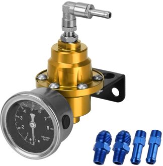 Verstelbare Fuel Pressure Regulator Met Gauge Kit 7 Kleuren Voertuig Monteren Brandstof Supercharger Universal Aluminium Goud
