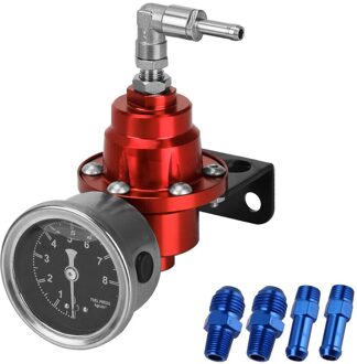 Verstelbare Fuel Pressure Regulator Met Gauge Kit 7 Kleuren Voertuig Monteren Brandstof Supercharger Universal Aluminium Rood
