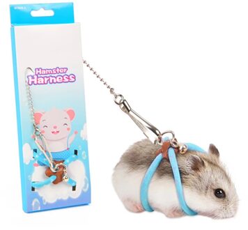 Verstelbare Hamster Leash Harness Bel Kleine Dier Leash Pet Walking Leash Verstelbare Pet Hamster Lead Leash blauw