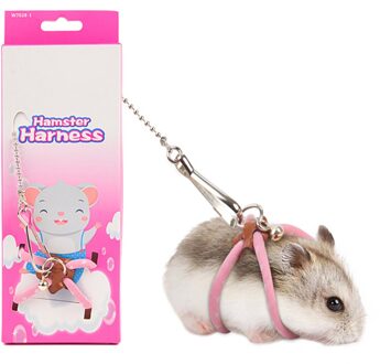 Verstelbare Hamster Leash Harness Bel Kleine Dier Leash Pet Walking Leash Verstelbare Pet Hamster Lead Leash roze