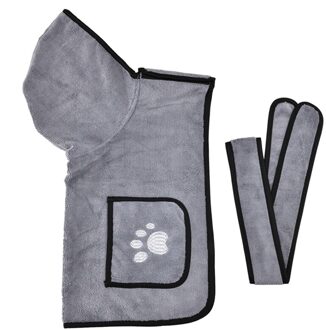 Verstelbare Huisdier Drogen Handdoek Super Absorberende Capaciteit Zachte Hond Badjas Gewaad Warme Animal Pyjama Hooded Badjas Kleding Grijs / XL