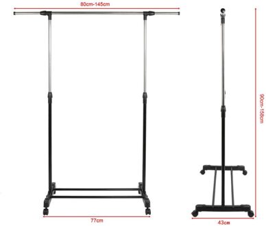 Verstelbare Jas Rek Verwijderbare Kleren Opknoping Opslag Staan Met Wielen Kleding Rek Hangers Drogen Kleding Opslag