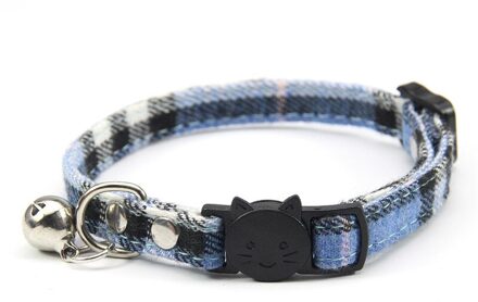 Verstelbare Kat Kraag Met Bel Kleine Hond Kat Kraag Katoen Effen Bel Ketting Neck Pet Producten Hond Kraag Huisdier levert blauw