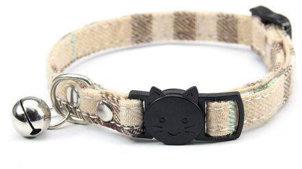 Verstelbare Kat Kraag Met Bel Kleine Hond Kat Kraag Katoen Effen Bel Ketting Neck Pet Producten Hond Kraag Huisdier levert khaki