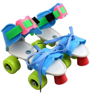 Verstelbare Kinderen Rolschaatsen Dubbele Rij 4 Wielen Schaatsen Schoenen Schuiven Inline Skates Voor Kinderen ZJ55 Fun blauw S
