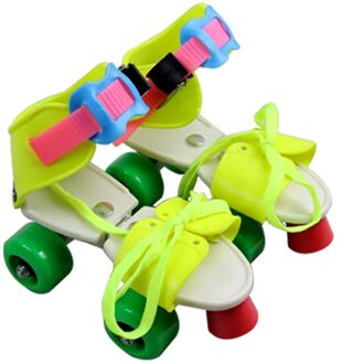 Verstelbare Kinderen Rolschaatsen Dubbele Rij 4 Wielen Schaatsen Schoenen Schuiven Inline Skates Voor Kinderen ZJ55 Fun geel S
