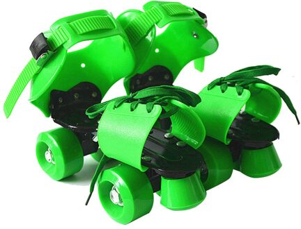 Verstelbare Kinderen Rolschaatsen Dubbele Rij 4 Wielen Schaatsen Schoenen Schuiven Inline Skates Voor Kinderen ZJ55 groen S