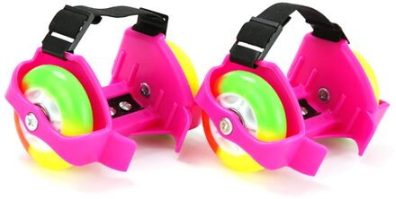 Verstelbare Knipperende Rolschaatsen Kleurrijke Wervelwind Katrol Flash Wielen Hak Schaatsen Schoenen Voor Kinderen Volwassen Gewoon Roller Schoenen Roze