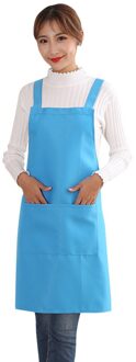 Verstelbare Koken Keuken Schort Water Weerstand Waterdicht Vrouwelijke Vrouw Lady Mannen Chef Schort Japanse Stijl Mode licht blauw