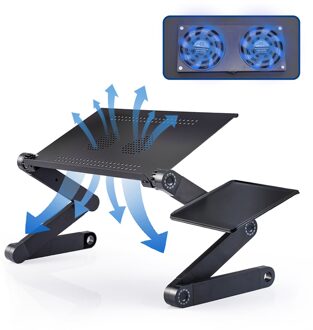 Verstelbare Laptop Desk Stand Met Muismat Draagbare Aluminium Ergonomische Lapdesk Voor Tv Slaapbank Pc Notebook Tafel Desk Stand zwart met fan